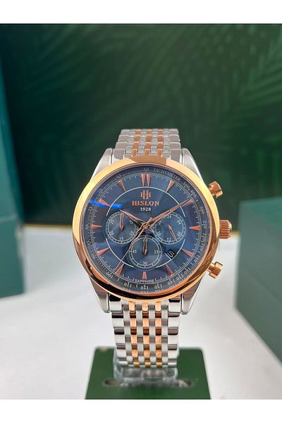 Hislon Steel Men's Wristwatch Jubilee Cord Curved Sapphire (Anti-Scratch) Glass 5 Atm Waterproof