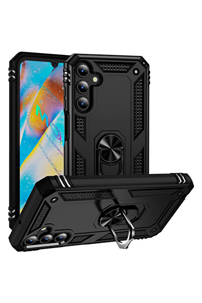 Molly Samsung Galaxy A55 İçin Siyah Megatron Yüzüklü Tank Silikon Kılıf