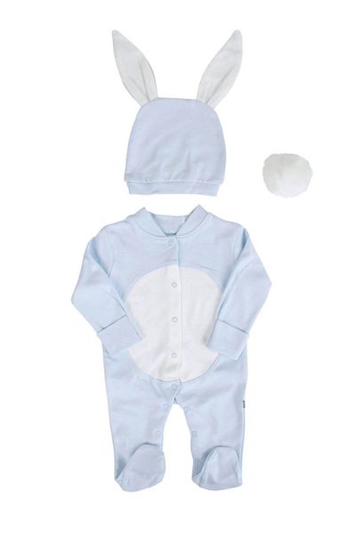 Mini Ropa Baby Boy Rabbit Model Blue Costume Jumpsuit - Baby Birth Gift