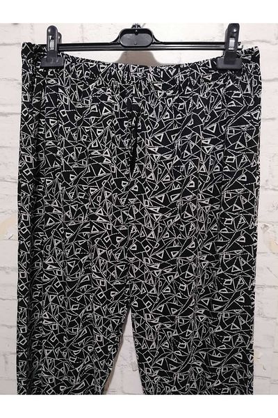 anne moda ankara High Waist 2 Pocket Patterned Summer Viscose Cotton Trousers