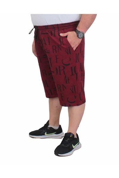 Starbattal Plus Size Men's Combed Cotton Shorts - Dance 24644 Claret Red