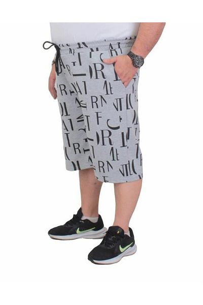 Starbattal Plus Size Men's Combed Cotton Shorts - Letter Dance 24644 Gray Melange