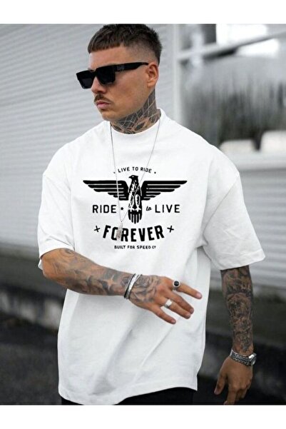 CLASSY.MODA تي شيرت جيرسي واحد - تي شيرت أبيض مطبوع بأكمام قصيرة ورقبة دائرية...