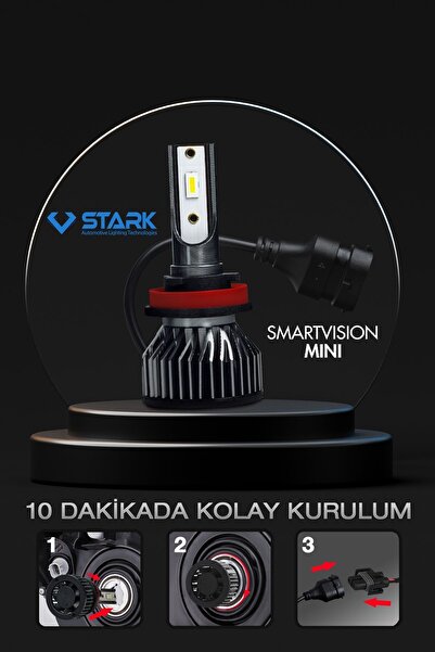 STARK Smart Vision Mini H11 Led Xenon Far Ampulü kısa tip mini slim Csp Şimşek Etkili