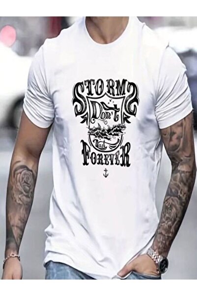 CLASSY.MODA تي شيرت جيرسي واحد - تي شيرت أبيض مطبوع بأكمام قصيرة ورقبة دائرية...