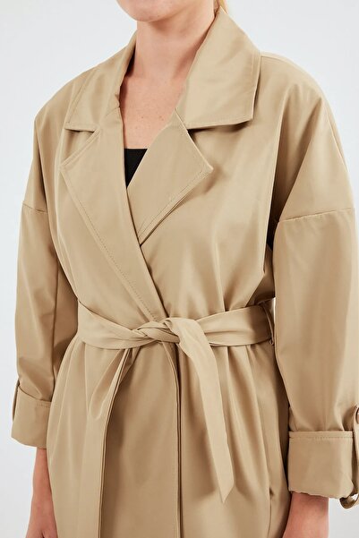 Melff Kruvaze Yaka Astarlı Trençkot