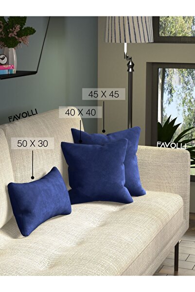 FAVOLLİ غطاء وسادة مخملي مزخرف باللون الأزرق المخملي بسحاب مخفي مناسب لسلسلة Dream Punch