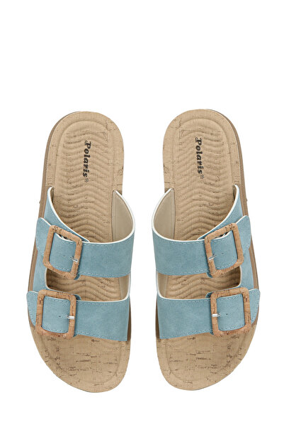 Polaris 405232.Z4FX Mavi Kadın Dolgu Topuk Terlik