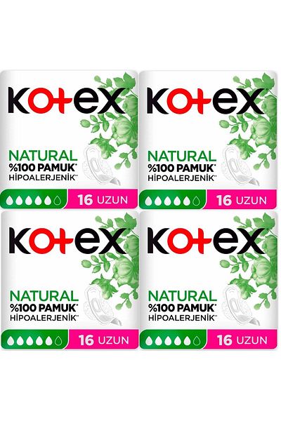 Kotex Natural Sanitary Pads - 16 Pieces Long, 4 Pieces