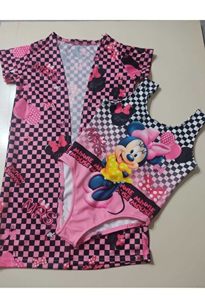 Albeni Giyim Kız Çocuk Minnie Baskılı Pareo Mayo Takım