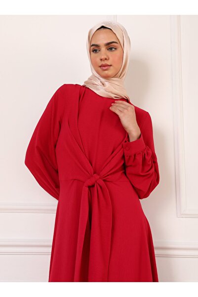 Refka Fuchsia Aerobin Hijab Dress - With Tie Detail
