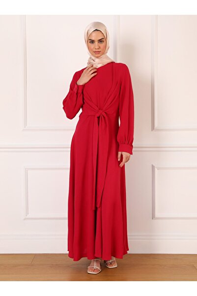 Refka Fuchsia Aerobin Hijab Dress - With Tie Detail