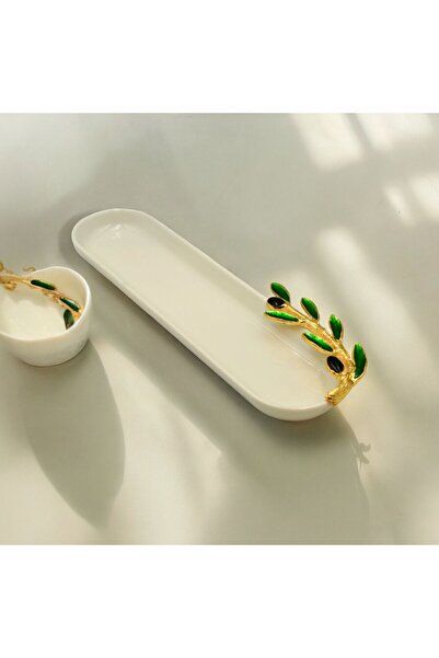 iQey Home حامل زيتون بورسلين بتفاصيل زيتية مقاس 26 سم