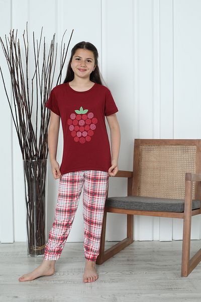 FAMES PİJAMA Fata - Set de pijamale de vara cu model in carouri