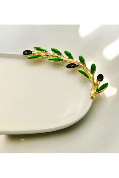 iQey Home ZEYTİN Detaylı Oval Tabak 30 cm Büyük Boy