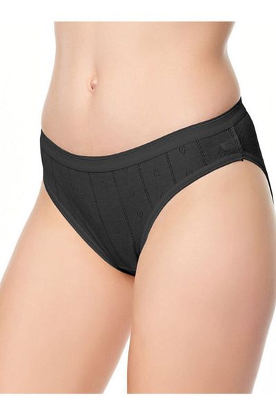 Tutku Pachet de 3 chiloți pentru femei cu model de inimă neagră