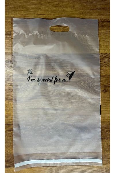 BİRİKİM AMBALAJ Hand Held Frosted Transparent Tape Cargo Bag 35X45 5 cm 100 Pieces