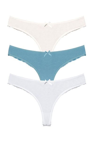 Zena 3-Piece Cotton Back Lace String Women's Panties