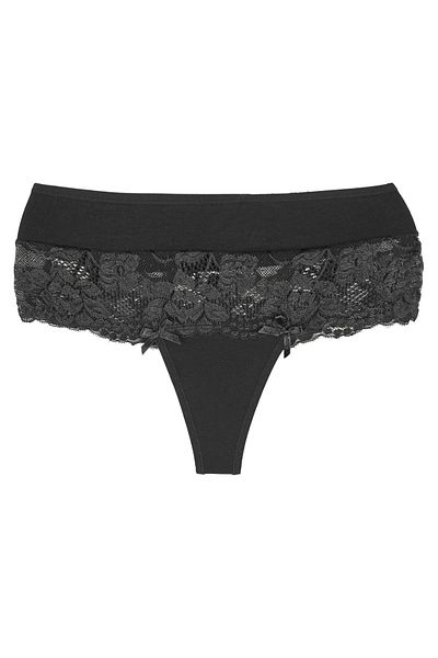 Zena 10-Piece Cotton Waist Lace Detailed High Waist Large Size Women's Thong Panties