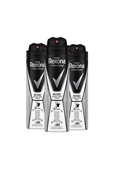 Rexona Men Erkek Sprey Deodorant Invisible On Black White Clothes 150 ml X3 Adet