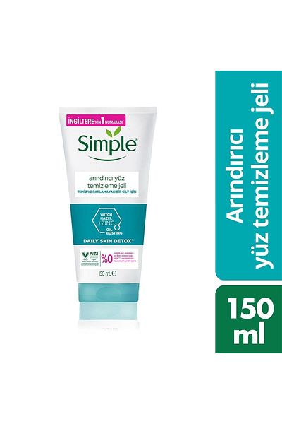 Simple Daily Skin Detox Purifying Facial Cleansing Gel for Clean and Shine-free Skin 150 ml