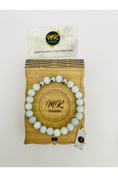 MK tasarım REAL AKUAMARIIN STONE BRACELET MK.013.014