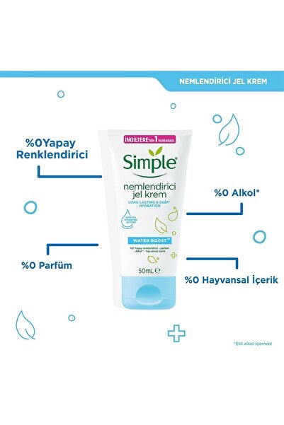 Simple Water Boost Nemlendirici Jel Krem Cilt Kuruluğuna Nazik Bir Dokunuş 50 ml