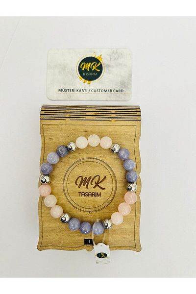 MK tasarım REAL PINK - PURPLE QUARTZ STONE BRACELET MK.023.005