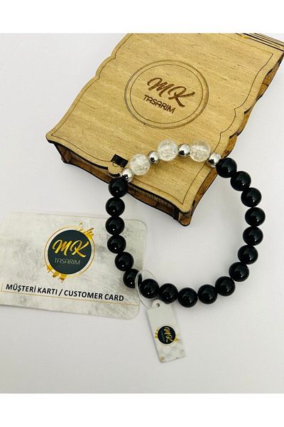 MK tasarım REAL OBSIDIAN- NECEF STONE BRACELET MK.003.026