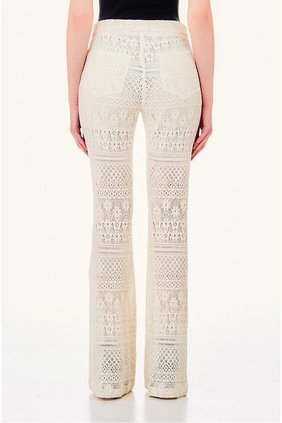 Liu Jo Γυναικείο Slim Fit Loose Leg Lace Λεπτομερές μπεζ παντελόνι MA4152J4061-51