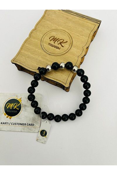 MK tasarım REAL OBSIDIAN STONE BRACELET MK.013.016