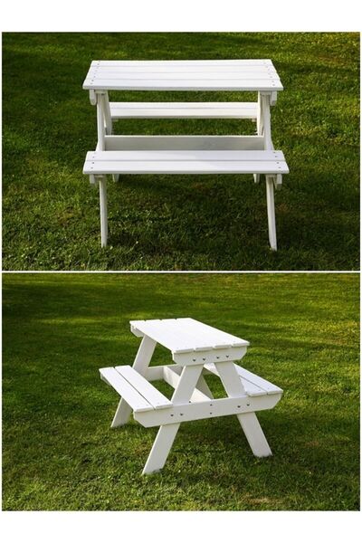 MANDU Ahşap Çocuk Piknik Masası (beyaz)