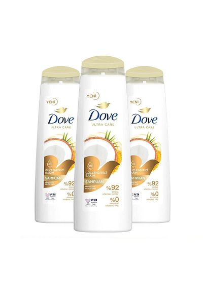 Dove Ultra Care 400 ml Strengthening Hair Care Shampoo - Coconut Oil X3 Pieces