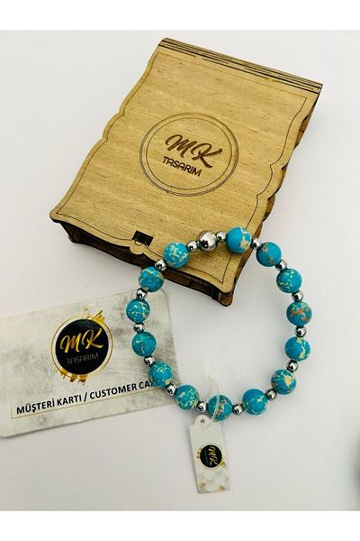 MK tasarım Real Variscite Stone Bracelet- (FRA MINI STONES GET TRUE HEMATHITE) Mk.020.021