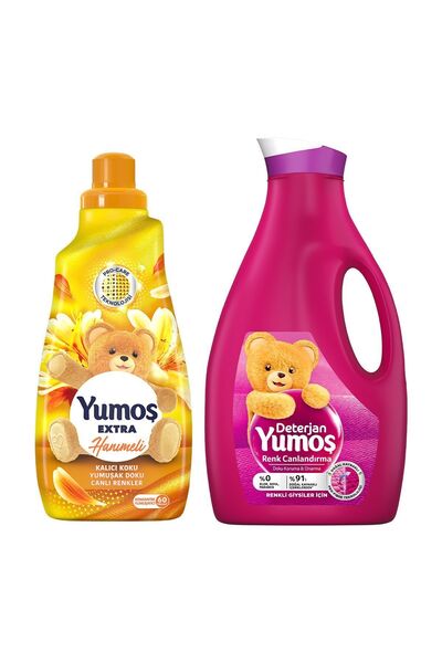 Yumoş Extra Hanımeli Konsantre Yumuşatıcı 1440 ml Renkli Giysiler Için Deterjan 2520 ml