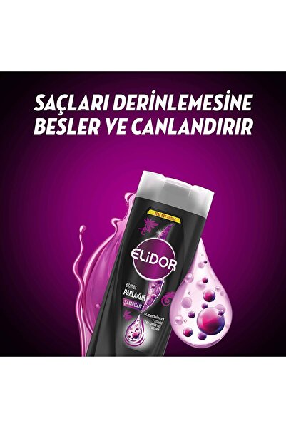 Elidor Superblend Saç Bakım Şampuanı Esmer Parlaklık E Vitamini Chia Tohumu Yağı Melanin 400 ml X3