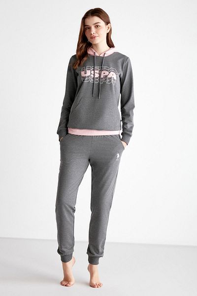 U.S. Polo Assn. Kangaroo Pocket Hooded Sweathirt and Pocket Cuffed Women's Tracksuit Set