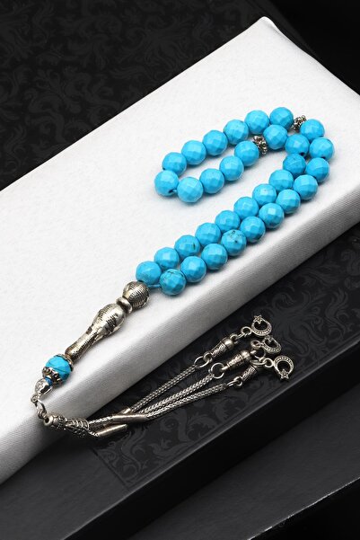 Sahra Turkuaz Doğal Taş Tesbih 8 Mm Fasetli Küre Kesim