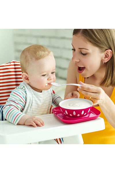 Emofom Mini Baby Food Plate Baby Food Container with Spoon Gift