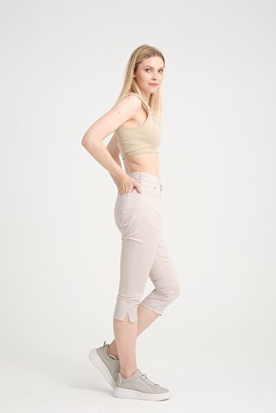 Era Lisa PAÇA YIRTMAÇLI GABARDİN BÜYÜK BEDEN KAPRİ