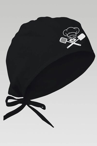 enmalife Mrs Chef Printed - Black Chef Cap, Special Design| Chef Printed Bonnet