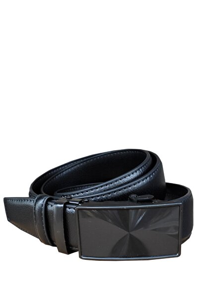 Kemer Dünyası Μαύρη Δερμάτινη Ανδρική Ζώνη - Αυτόματη Πόρπη, Χωρίς Τρύπα