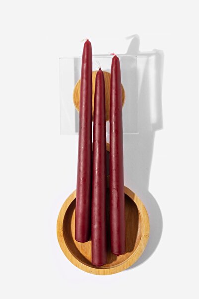 Gizemli Home 3 Lü Bordo Şamdan Mumu