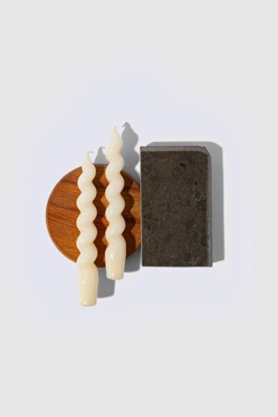 Gizemli Home 2 Li Italyan Burgulu Krem Şamdan Mumu