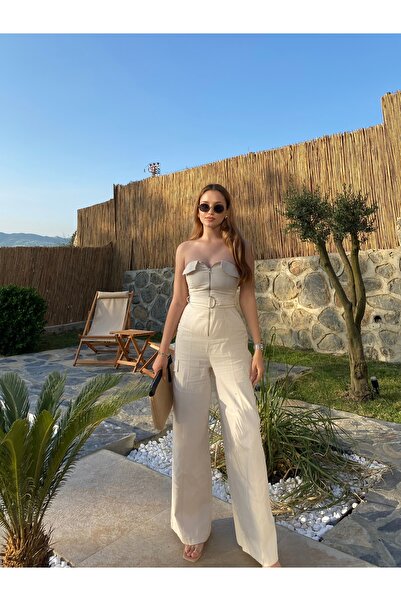 ForOre بذلة نسائية بدون حمالات - جيب كارجو وحزام بسحاب