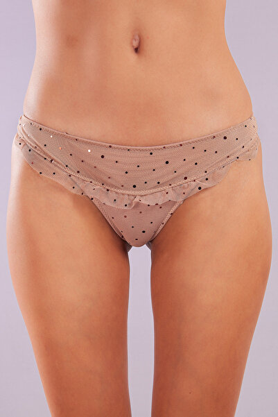 Golshan Galiana Fırfırlı Tül Tasarımlı Pullu Mini String Tanga - Fantezi Kadı...