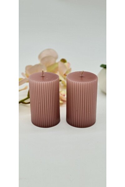 Gizemli Home Dekoratif Oluklu Silindir Mum 2 Li Set 6 X 10 Cm