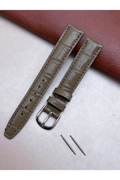 REKOR BLKT.2.895 Nstime Genuine Leather Anti Allergic Crocodile Pattern 16 mm Khaki Color Watch Band