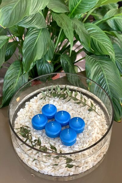 Gizemli Home Yüzen Mum Mavi 6 Lı Iri