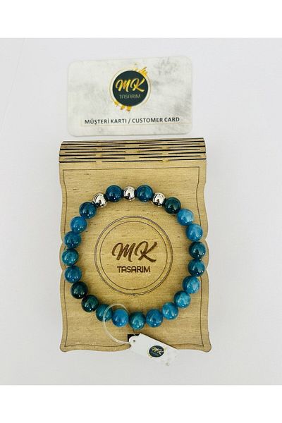 MK tasarım REAL APATITE STONE BRACELET| IN SPECIAL BOX| CUSTOMER WITH CARD MK.013.009